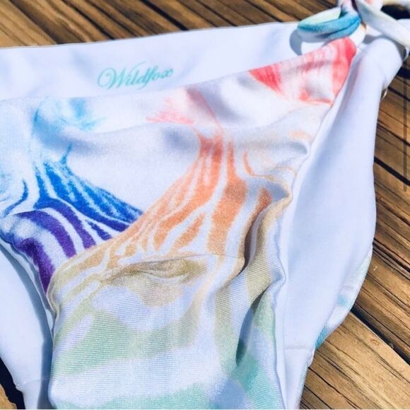 Wildfox Reversible Rainbow Zebra Bikini Bottom - Picture 2 of 6